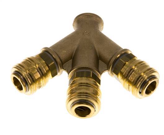 Messing DN 7.2 (Euro) Luchtkoppeling Snelkoppeling G 3/8 inch Binnendraad Wandmontage 3-weg