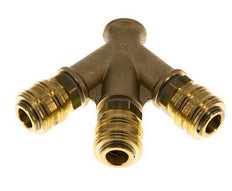Messing DN 7.2 (Euro) Luchtkoppeling Snelkoppeling G 3/8 inch Binnendraad Wandmontage 3-weg