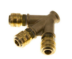 Messing DN 7.2 (Euro) Luchtkoppeling Snelkoppeling G 3/8 inch Binnendraad Wandmontage 3-weg