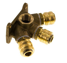 Messing DN 7.2 (Euro) Luchtkoppeling Snelkoppeling G 1/2 inch Binnendraad Wandmontage 3-weg