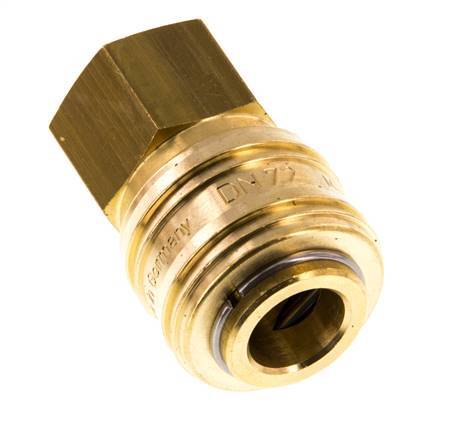 Brass DN 7.2 (Euro) Air Coupling Socket G 1/4 inch Female Double Shut-Off