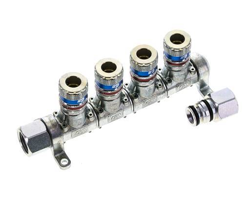 Staal/Messing DN 7.6 (7.2 Euro) Safety Luchtkoppeling Snelkoppeling G 1/2 inch Binnendraad 4-weg