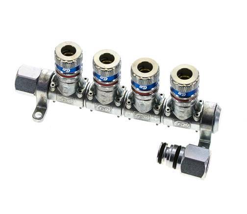 Staal/Messing DN 7.6 (7.2 Euro) Safety Luchtkoppeling Snelkoppeling G 1/2 inch Binnendraad 4-weg