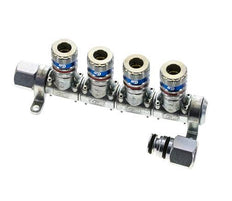 Staal/Messing DN 7.6 (7.2 Euro) Safety Luchtkoppeling Snelkoppeling G 1/2 inch Binnendraad 4-weg