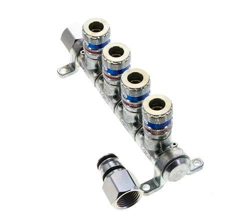 Staal/Messing DN 7.6 (7.2 Euro) Safety Luchtkoppeling Snelkoppeling G 1/2 inch Binnendraad 4-weg