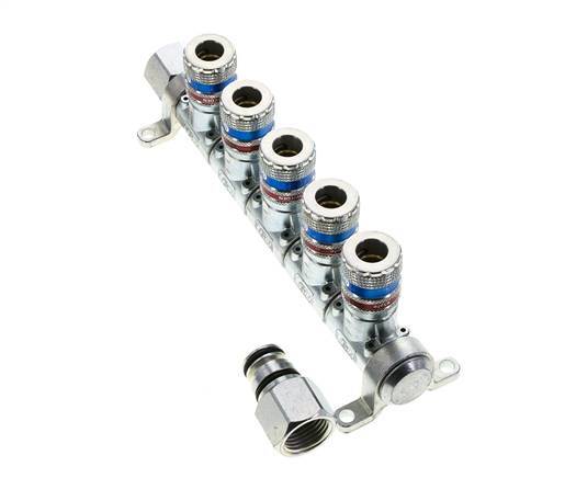 Staal/Messing DN 7.6 (7.2 Euro) Safety Luchtkoppeling Snelkoppeling G 1/2 inch Binnendraad 5-weg