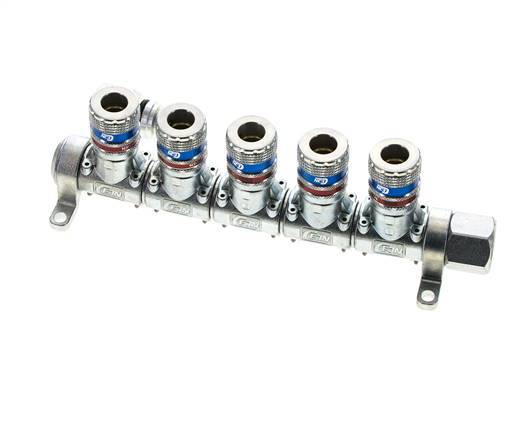 Staal/Messing DN 7.6 (7.2 Euro) Safety Luchtkoppeling Snelkoppeling G 1/2 inch Binnendraad 5-weg