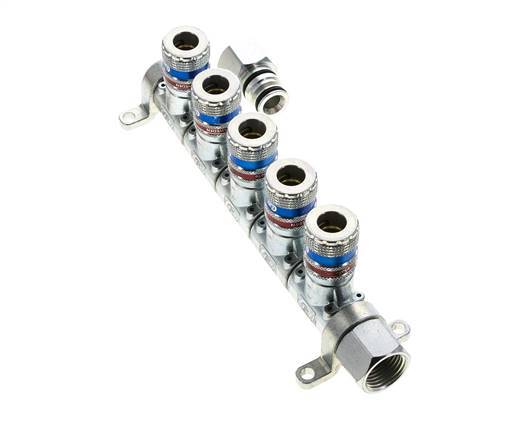 Staal/Messing DN 7.6 (7.2 Euro) Safety Luchtkoppeling Snelkoppeling G 1/2 inch Binnendraad 5-weg