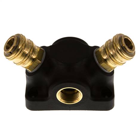 Brass/plastic DN 7.2 (Euro) Luchtkoppeling Snelkoppeling G 1/2 inch Binnendraad Wandmontage 2-weg