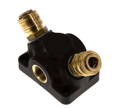 Brass/plastic DN 7.2 (Euro) Luchtkoppeling Snelkoppeling G 1/2 inch Binnendraad Wandmontage 2-weg
