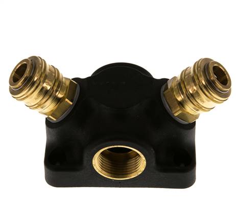 Brass/plastic DN 7.2 (Euro) Luchtkoppeling Snelkoppeling G 3/4 inch Binnendraad Wandmontage 2-weg