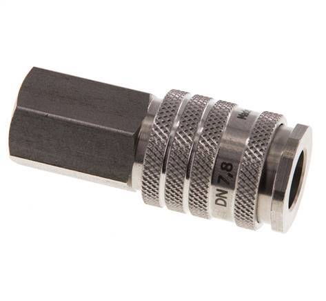 Stainless steel DN 7.8 Air Coupling Socket G 1/4 inch Female Double Shut-Off