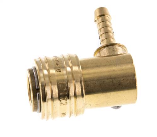 Messing DN 7.2 (Euro) Luchtkoppeling Snelkoppeling 6 mm Slangpilaar 90-deg