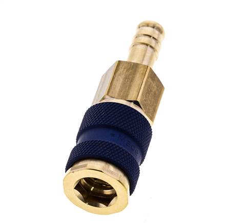Messing DN 7.2 (Euro) Blauw-Coded Luchtkoppeling Snelkoppeling 9 mm Slangpilaar