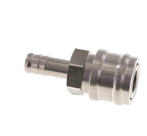 RVS DN 7.2 (Euro) Luchtkoppeling Snelkoppeling 10 mm Slangpilaar Double Shut-Off