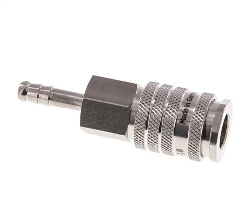 RVS DN 7.8 Luchtkoppeling Snelkoppeling 6 mm Slangpilaar Double Shut-Off