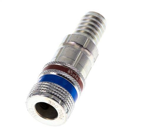 Steel/brass DN 7.6 (7.2 Euro) Safety Air Coupling Socket 13 mm Hose Pillar