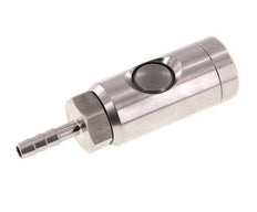 RVS 316L DN 7.4 Safety Luchtkoppeling Snelkoppeling met Drukknop 6 mm Slangpilaar