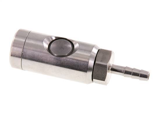 RVS 316L DN 7.4 Safety Luchtkoppeling Snelkoppeling met Drukknop 6 mm Slangpilaar
