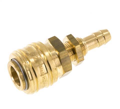 Brass DN 7.2 (Euro) Air Coupling Socket 8 mm Hose Pillar Bulkhead Double Shut-Off