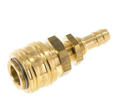Brass DN 7.2 (Euro) Air Coupling Socket 8 mm Hose Pillar Bulkhead Double Shut-Off