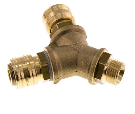 Messing DN 7.2 (Euro) Luchtkoppeling Snelkoppeling G 1/2 inch Buitendraad Wandmontage 2-weg