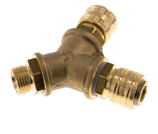 Messing DN 7.2 (Euro) Luchtkoppeling Snelkoppeling G 1/2 inch Buitendraad Wandmontage 2-weg