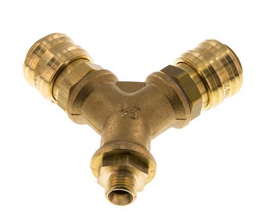 Messing DN 7.2 (Euro) Luchtkoppeling Snelkoppeling G 1/4 inch Buitendraad Wandmontage 2-weg