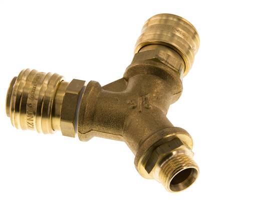 Brass DN 7.2 (Euro) Air Coupling Socket G 3/8 inch Male Wall-Mount 2-way