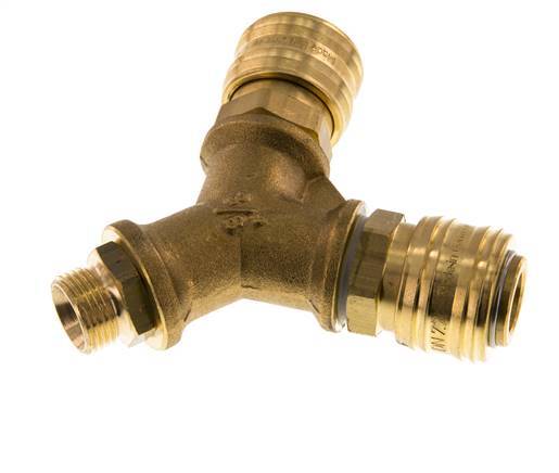 Messing DN 7.2 (Euro) Luchtkoppeling Snelkoppeling G 3/8 inch Buitendraad Wandmontage 2-weg