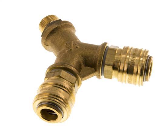 Messing DN 7.2 (Euro) Luchtkoppeling Snelkoppeling G 3/8 inch Buitendraad Wandmontage 2-weg