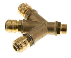 Messing DN 7.2 (Euro) Luchtkoppeling Snelkoppeling G 1/2 inch Buitendraad Wandmontage 3-weg