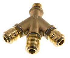Messing DN 7.2 (Euro) Luchtkoppeling Snelkoppeling G 1/2 inch Buitendraad Wandmontage 3-weg