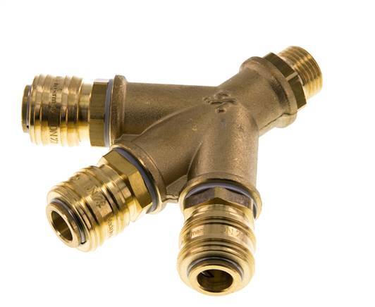 Messing DN 7.2 (Euro) Luchtkoppeling Snelkoppeling G 1/2 inch Buitendraad Wandmontage 3-weg