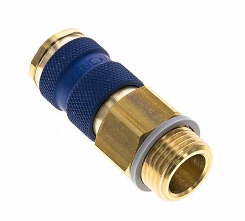 Messing DN 7.2 (Euro) Blauw-Coded Luchtkoppeling Snelkoppeling G 1/2 inch Buitendraad