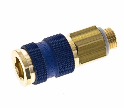 Messing DN 7.2 (Euro) Blauw-Coded Luchtkoppeling Snelkoppeling G 1/4 inch Buitendraad