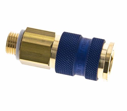 Messing DN 7.2 (Euro) Blauw-Coded Luchtkoppeling Snelkoppeling G 1/4 inch Buitendraad