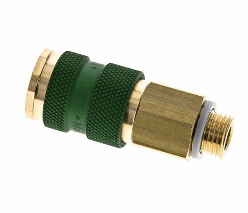 Brass DN 7.2 (Euro) Green-Coded Air Coupling Socket G 1/4 inch Male