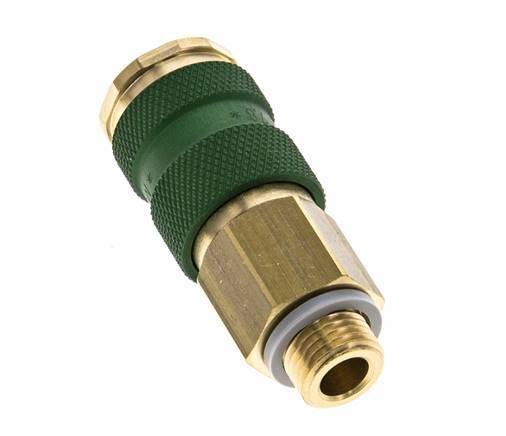 Brass DN 7.2 (Euro) Green-Coded Air Coupling Socket G 1/4 inch Male