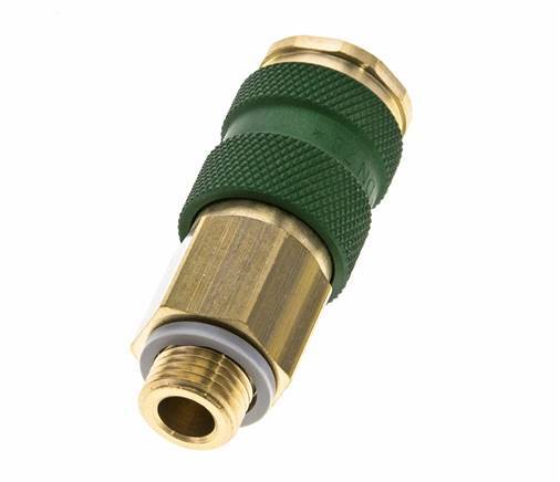 Brass DN 7.2 (Euro) Green-Coded Air Coupling Socket G 1/4 inch Male