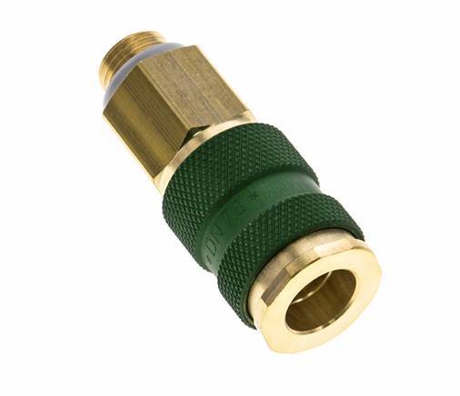 Brass DN 7.2 (Euro) Green-Coded Air Coupling Socket G 1/4 inch Male