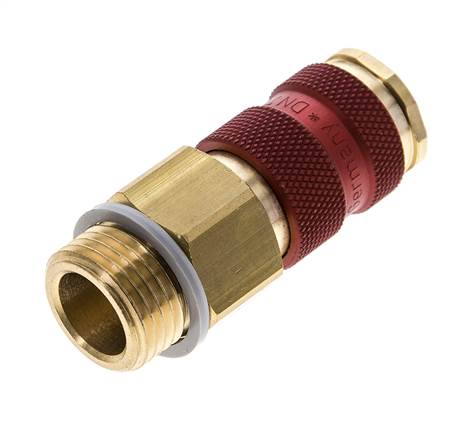 Messing DN 7.2 (Euro) Rood-Coded Luchtkoppeling Snelkoppeling G 1/2 inch Buitendraad