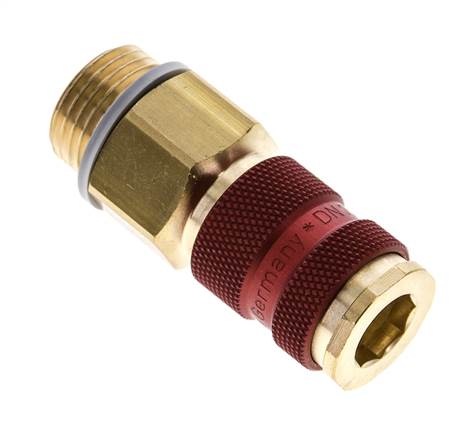 Messing DN 7.2 (Euro) Rood-Coded Luchtkoppeling Snelkoppeling G 1/2 inch Buitendraad