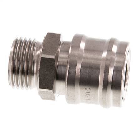 RVS DN 7.2 (Euro) Luchtkoppeling Snelkoppeling G 1/2 inch Buitendraad Double Shut-Off