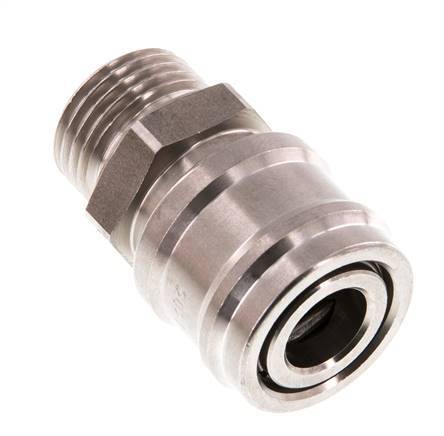 RVS DN 7.2 (Euro) Luchtkoppeling Snelkoppeling G 1/2 inch Buitendraad Double Shut-Off
