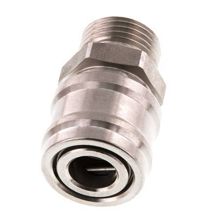 RVS DN 7.2 (Euro) Luchtkoppeling Snelkoppeling G 1/2 inch Buitendraad Double Shut-Off