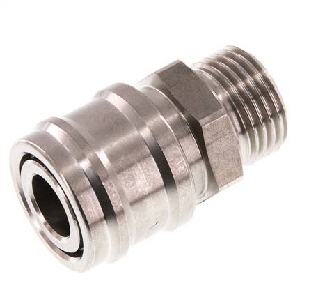 RVS DN 7.2 (Euro) Luchtkoppeling Snelkoppeling G 1/2 inch Buitendraad Double Shut-Off
