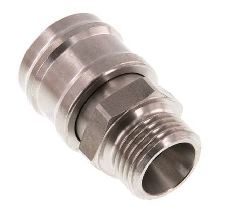 RVS DN 7.2 (Euro) Luchtkoppeling Snelkoppeling G 1/2 inch Buitendraad Double Shut-Off