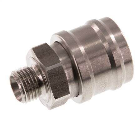 RVS DN 7.2 (Euro) Luchtkoppeling Snelkoppeling G 1/4 inch Buitendraad Double Shut-Off