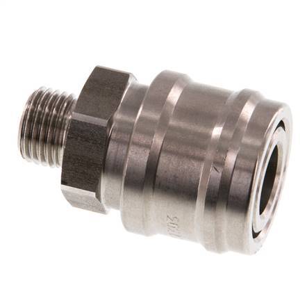 RVS DN 7.2 (Euro) Luchtkoppeling Snelkoppeling G 1/4 inch Buitendraad Double Shut-Off